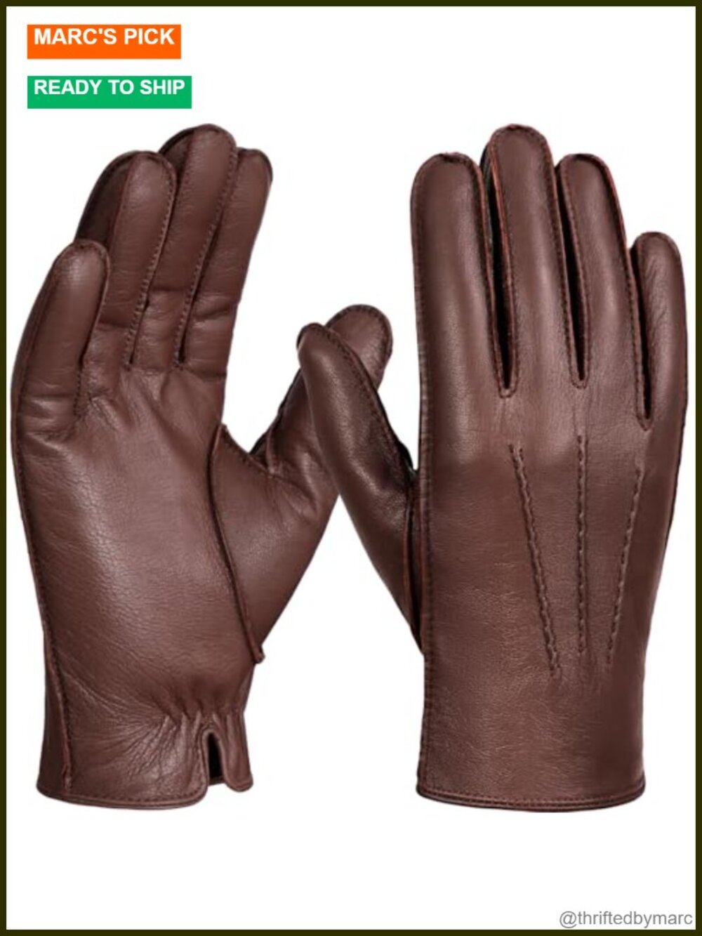 Genuine Leather Driving Gloves Warm Fur Lined Touchscreen